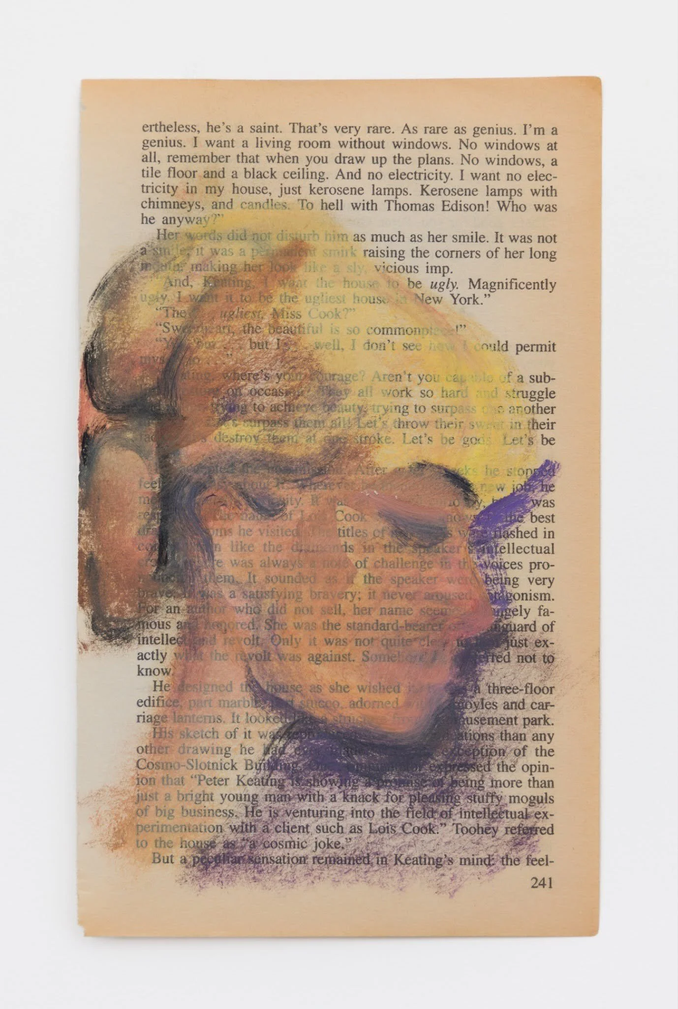 "Britt," 2025, Oil on book paper, 7 x 4.25 in