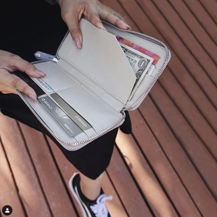 Wallet design for August handbags, made in Los Angeles