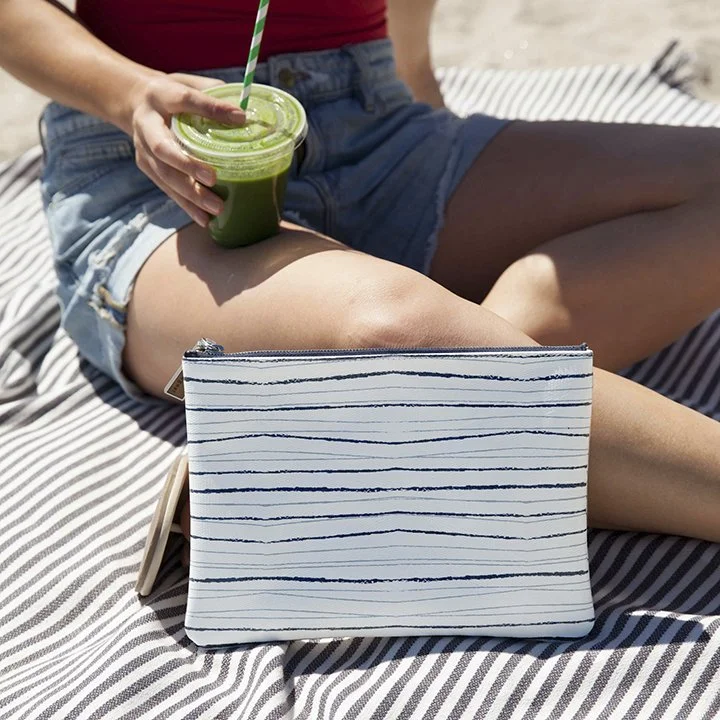 August Handbags custom stripe design on textured leather