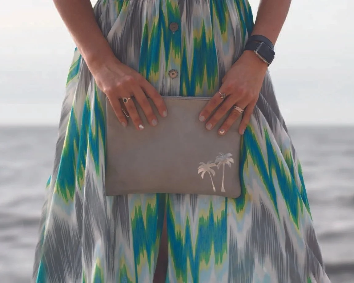 August Handbags Palm Print clutch - custom foil graphic design