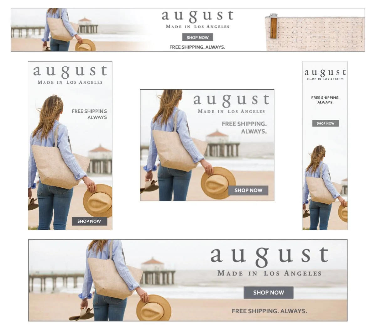 Retargeting advertising design for August Handbags