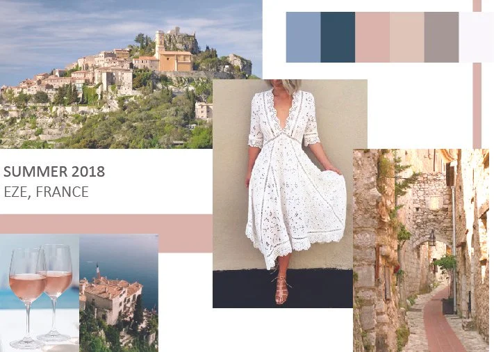 Seasonal mood board for August Handbags, Summer 2018