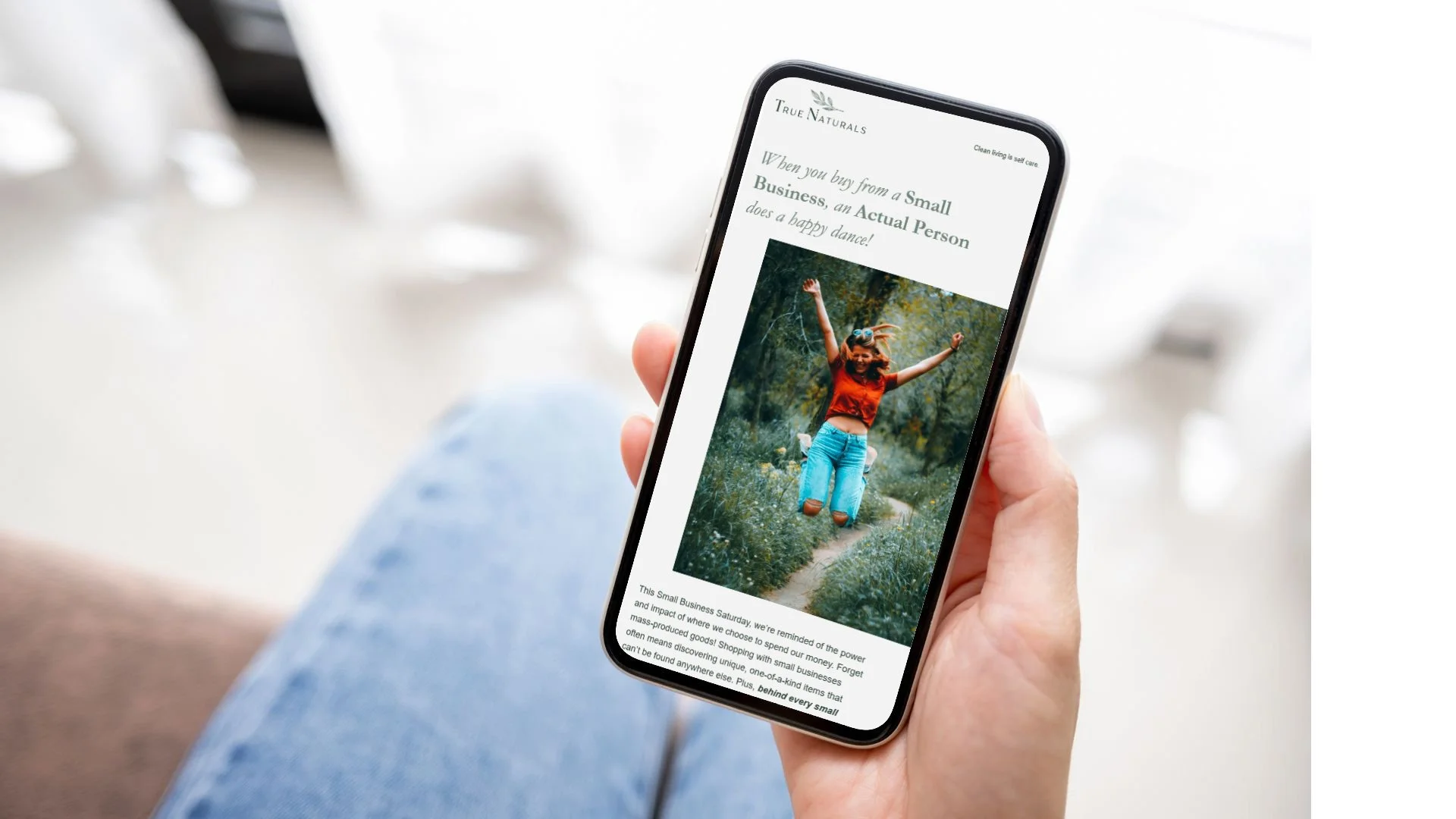 Marketing newsletter design and strategy by KAIA Consulting for True Naturals skincare brand