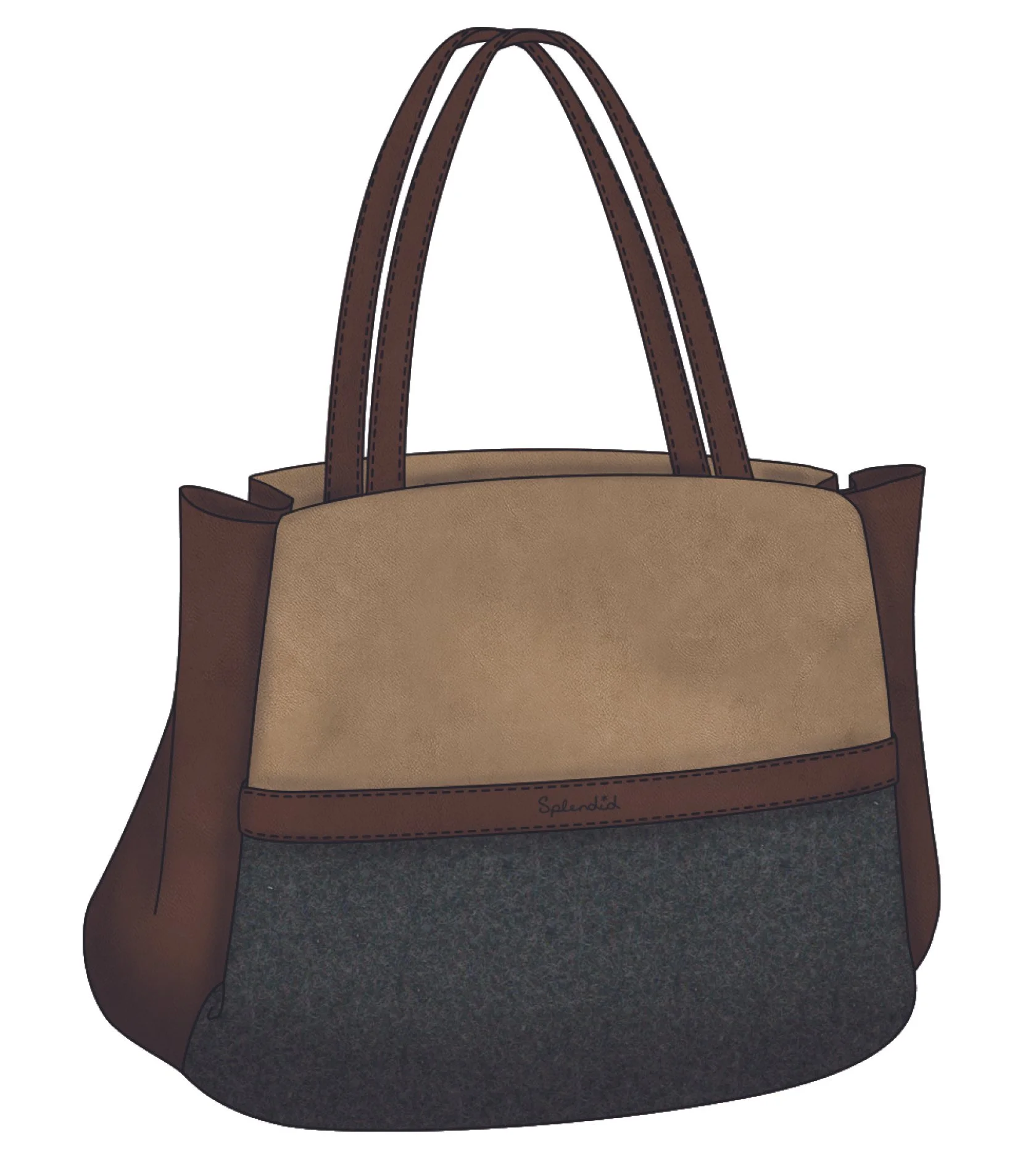 Sketch for Splendid handbags multi-material tote