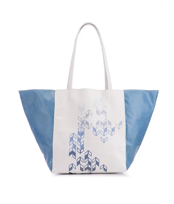 August Handbags custom arrow pattern print design on textured leather
