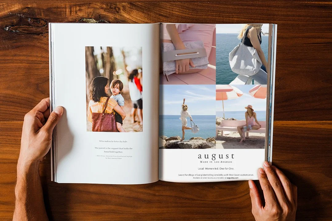 Advertising design for August Handbags