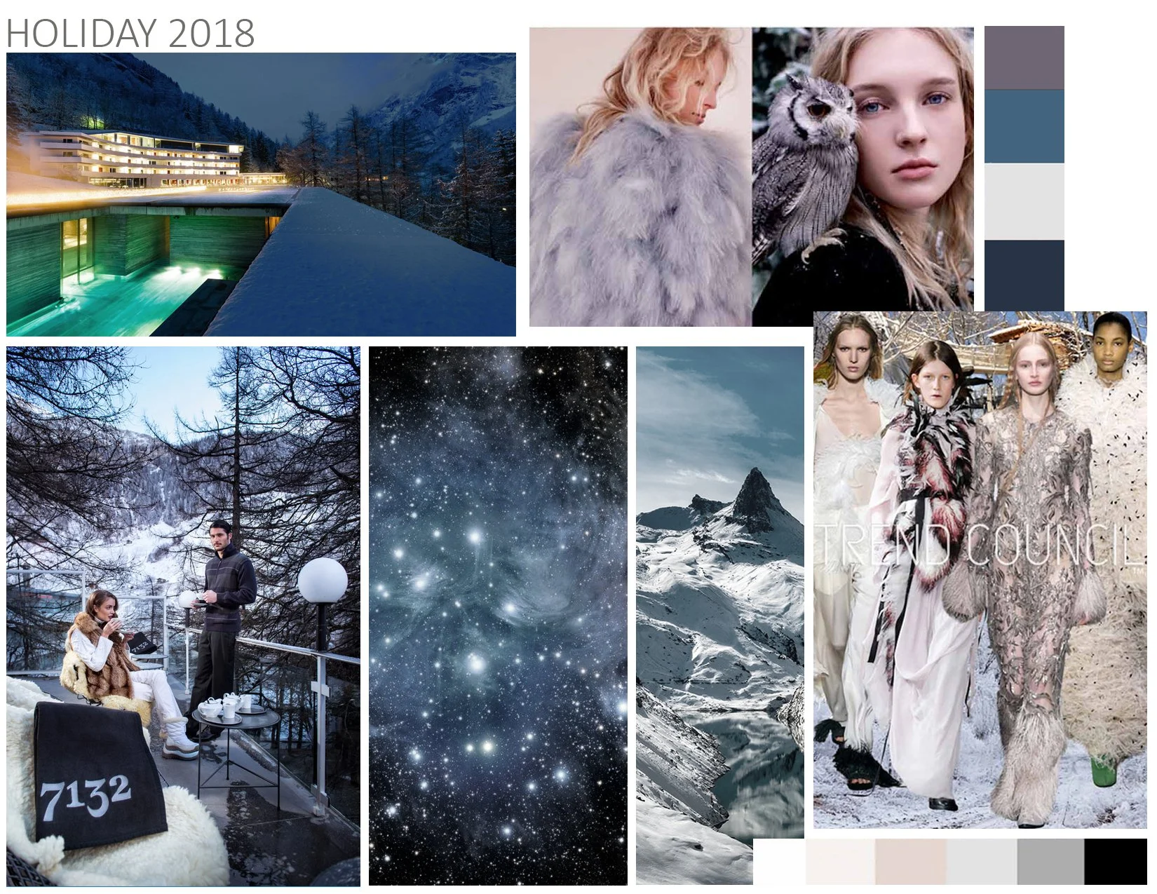 Seasonal mood board for August Handbags, Holiday 2018
