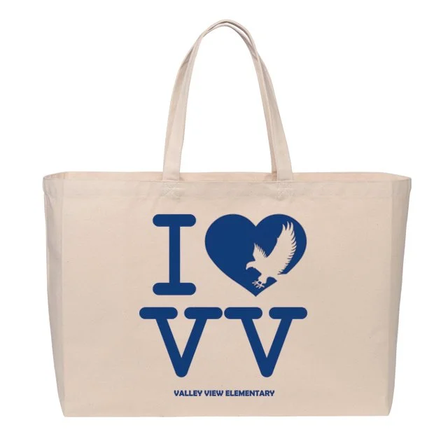 Graphic print design on canvas bag for Valley View Elementary