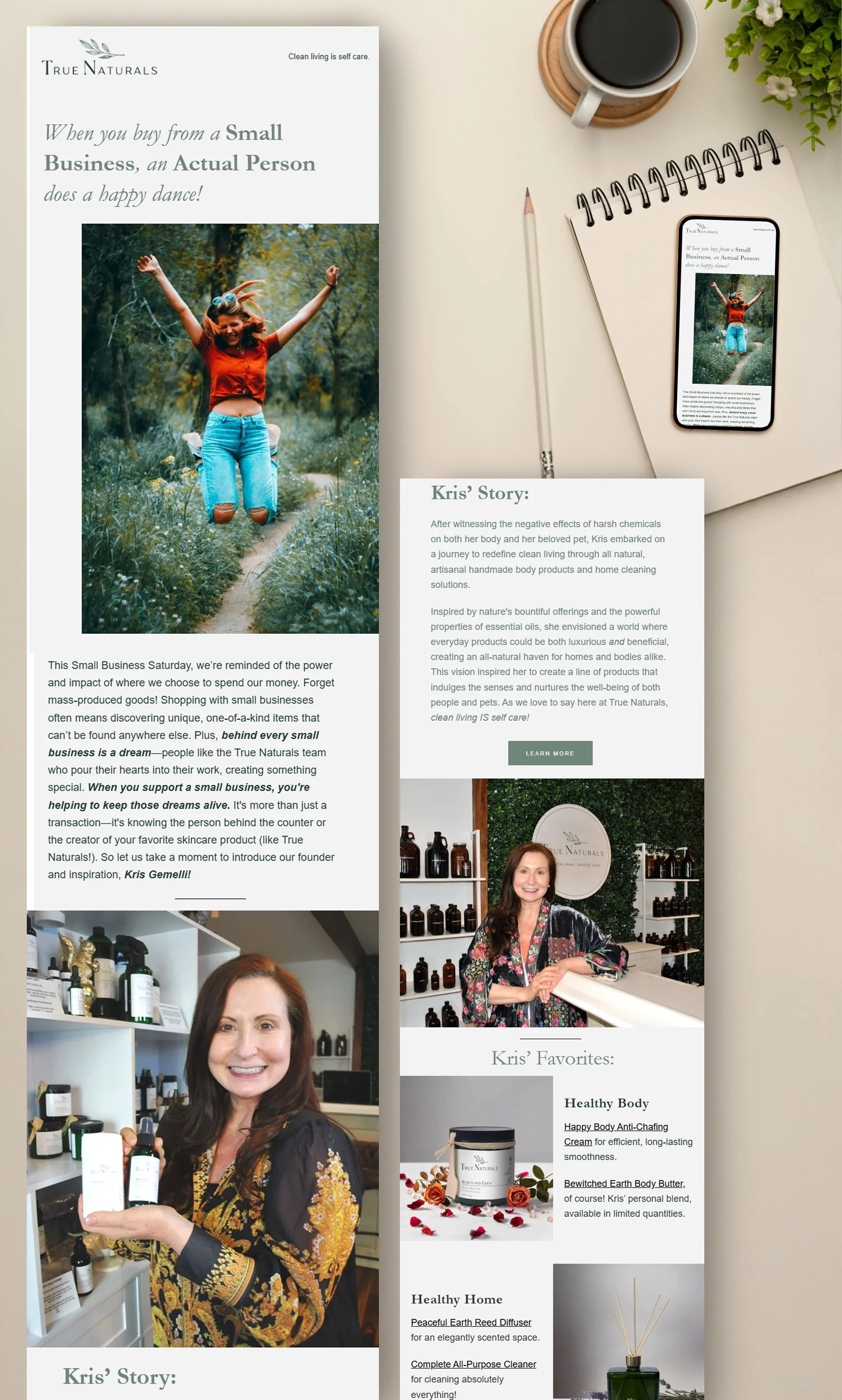 True Naturals plant-based skincare, newsletter marketing  strategy by KAIA Consulting