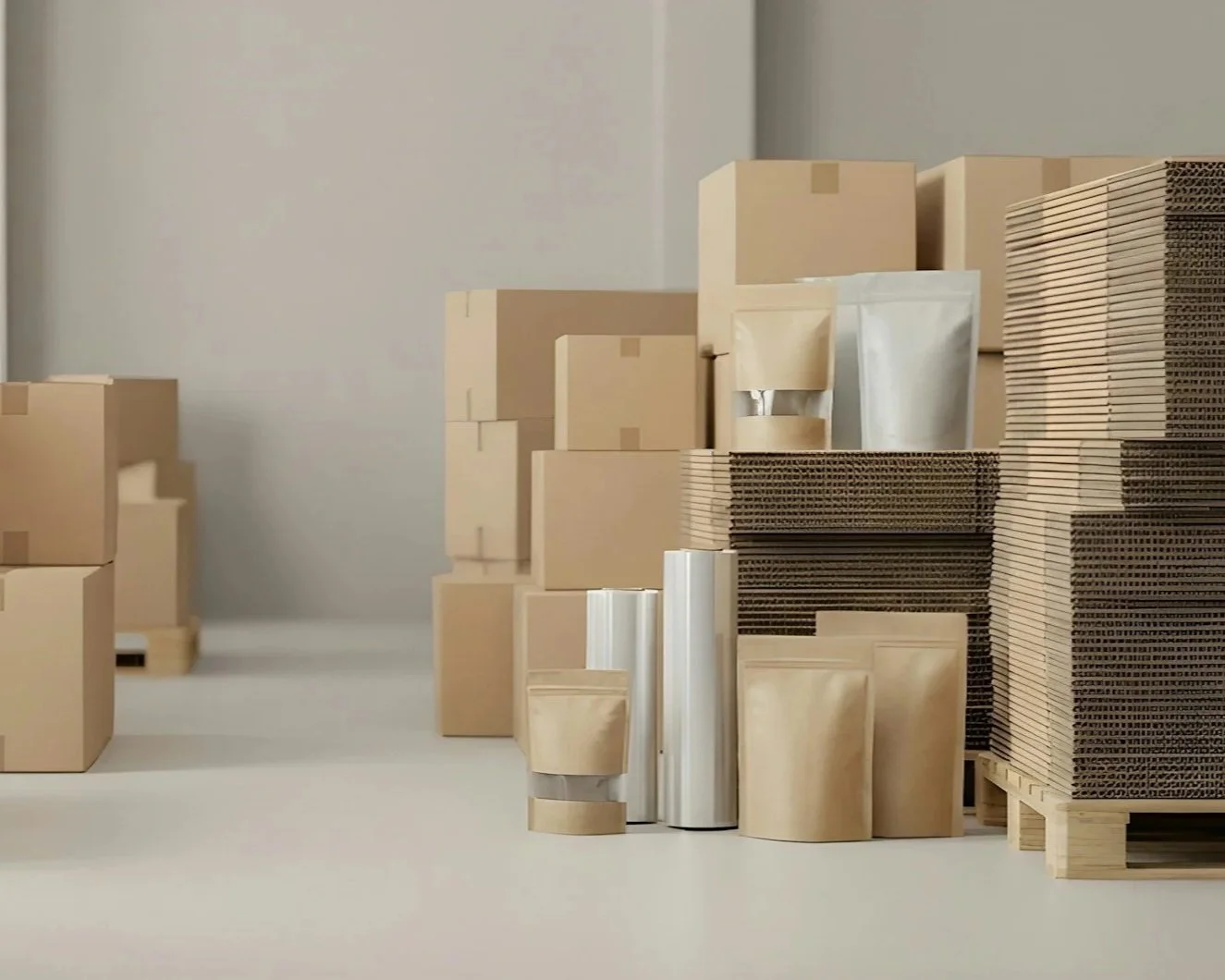 Stacks of packages ready to be shipped to customers