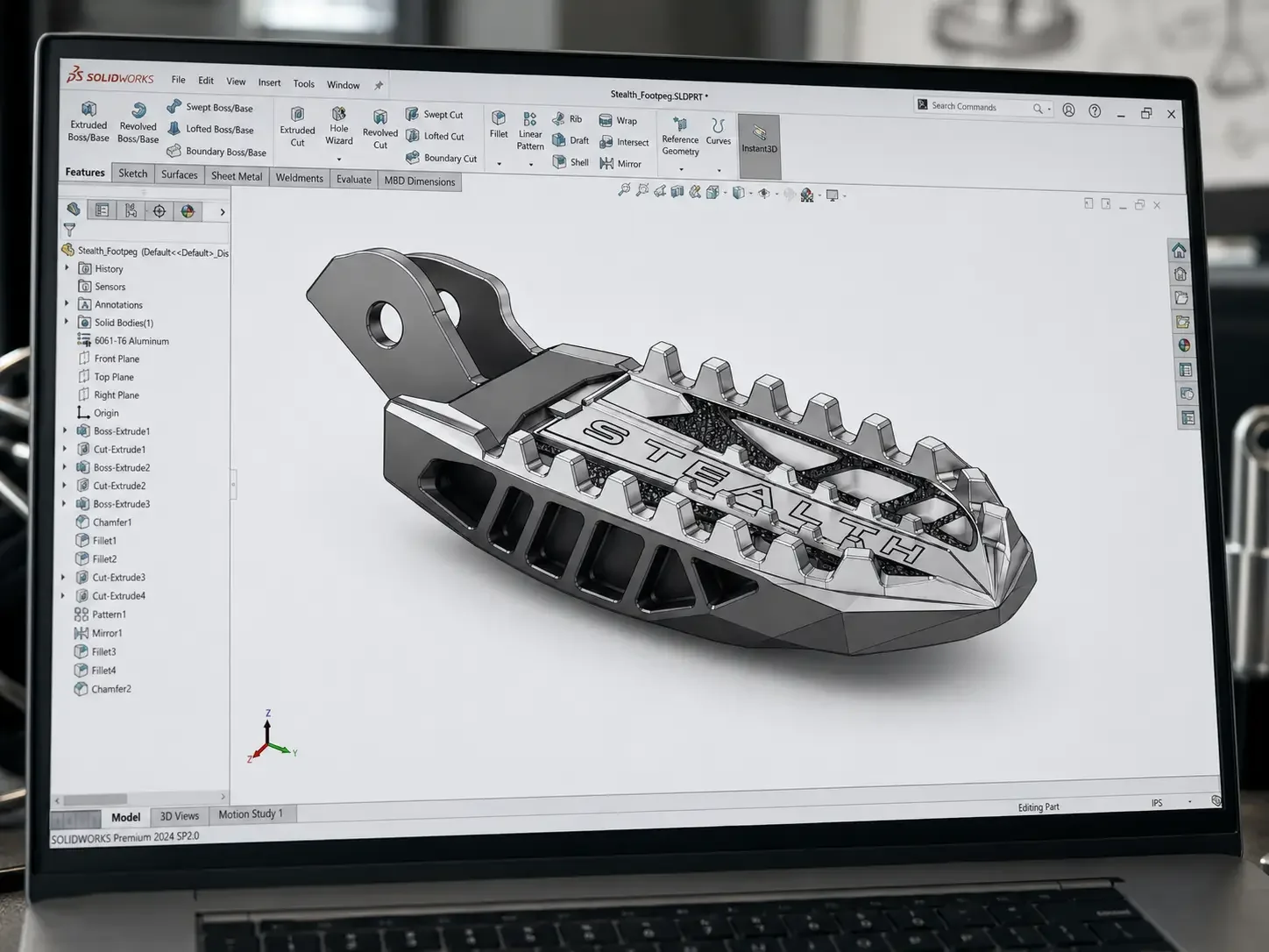 CAD design of STEALTH™ foot peg