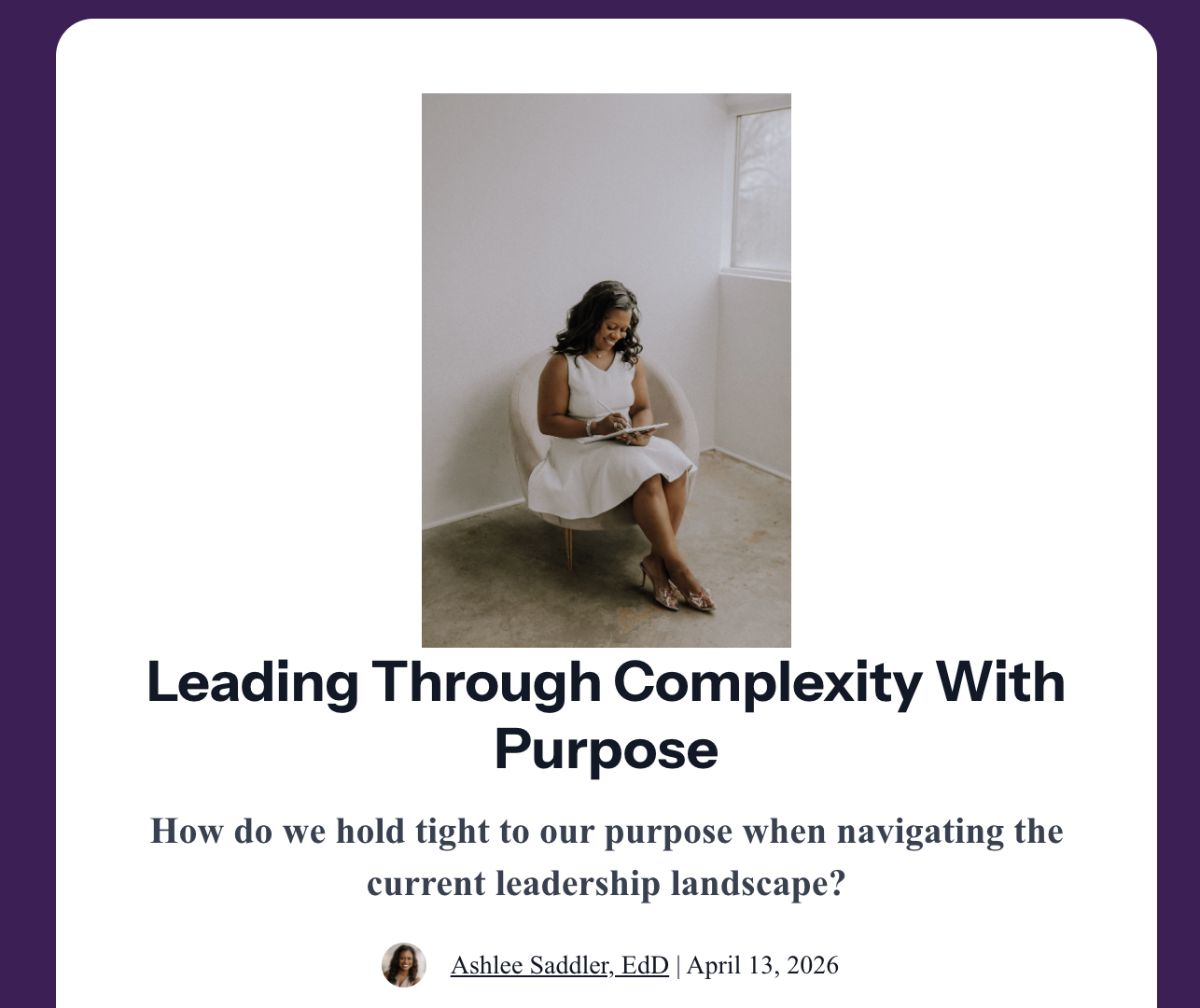 Leading Through Complexity with Purpose