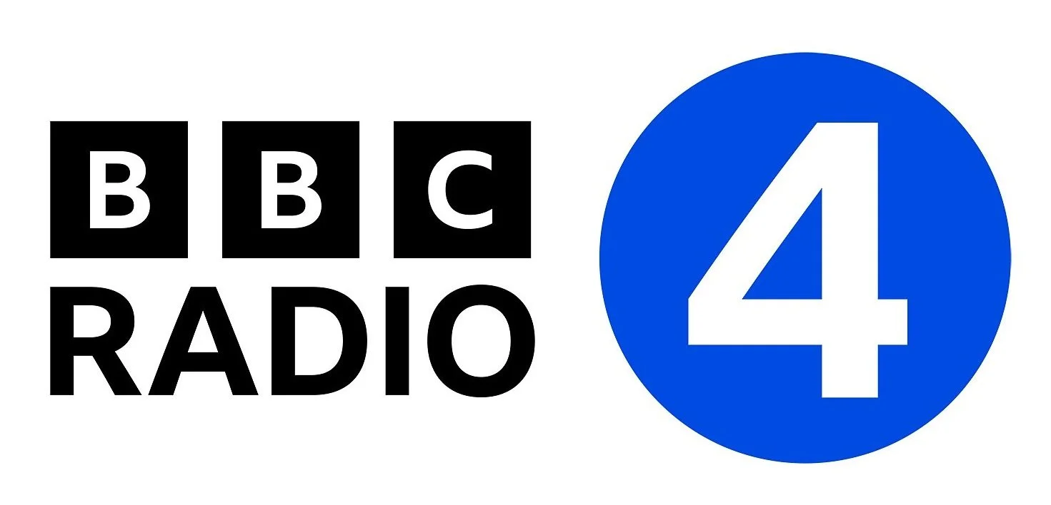 BBC Radio 4 logo with black text on a white background and a large blue circle with a white number 4 inside.