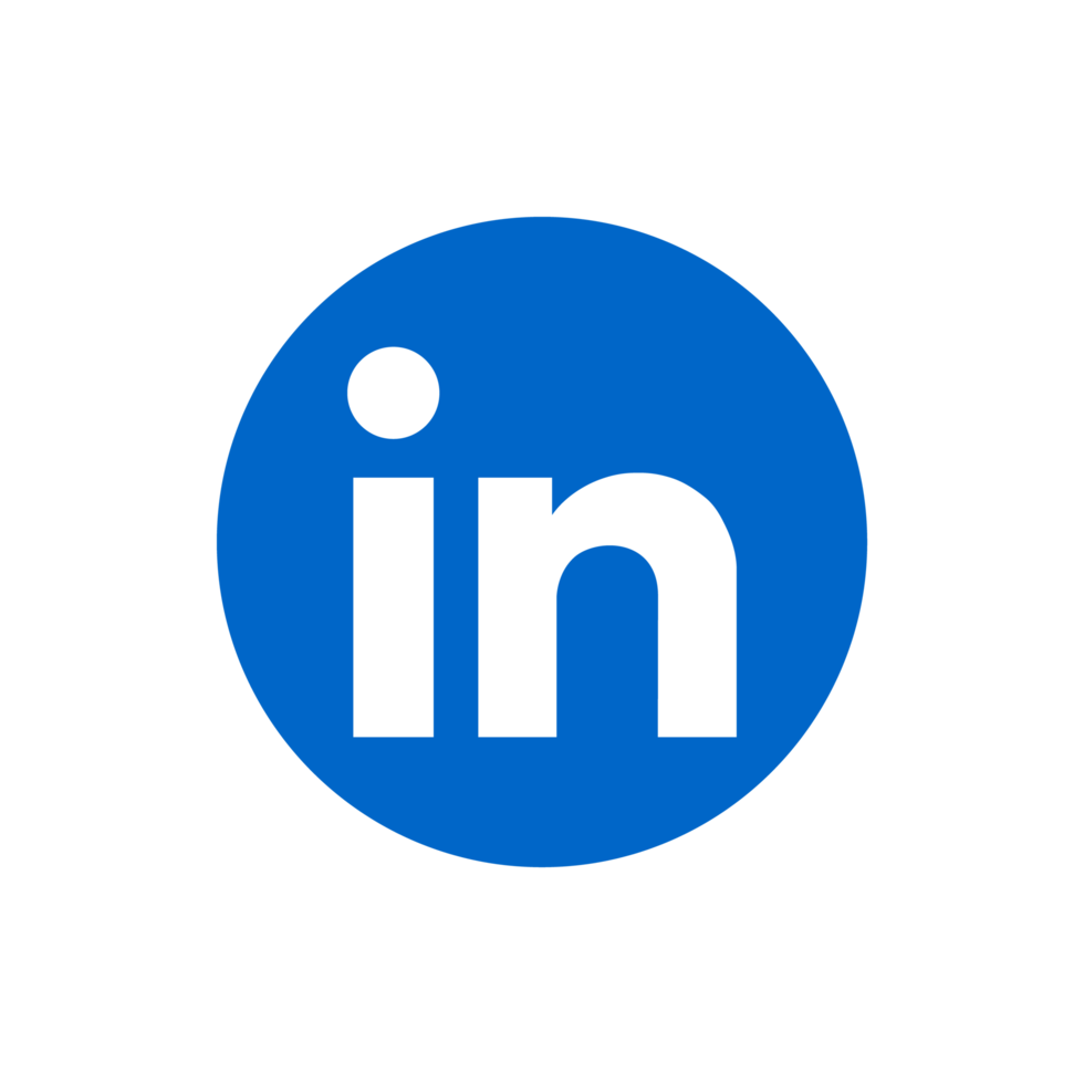 LinkedIn logo with a blue circle and white text