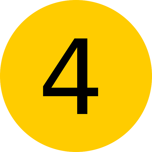 Yellow circle with the number 4 in black.