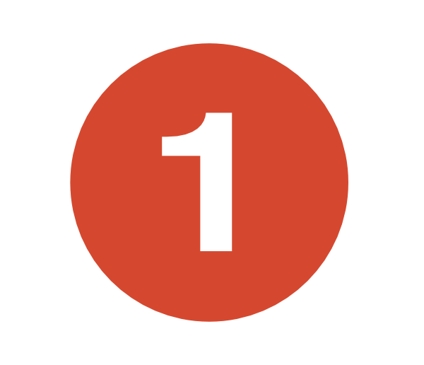 Red circular icon with the white number one in the center.