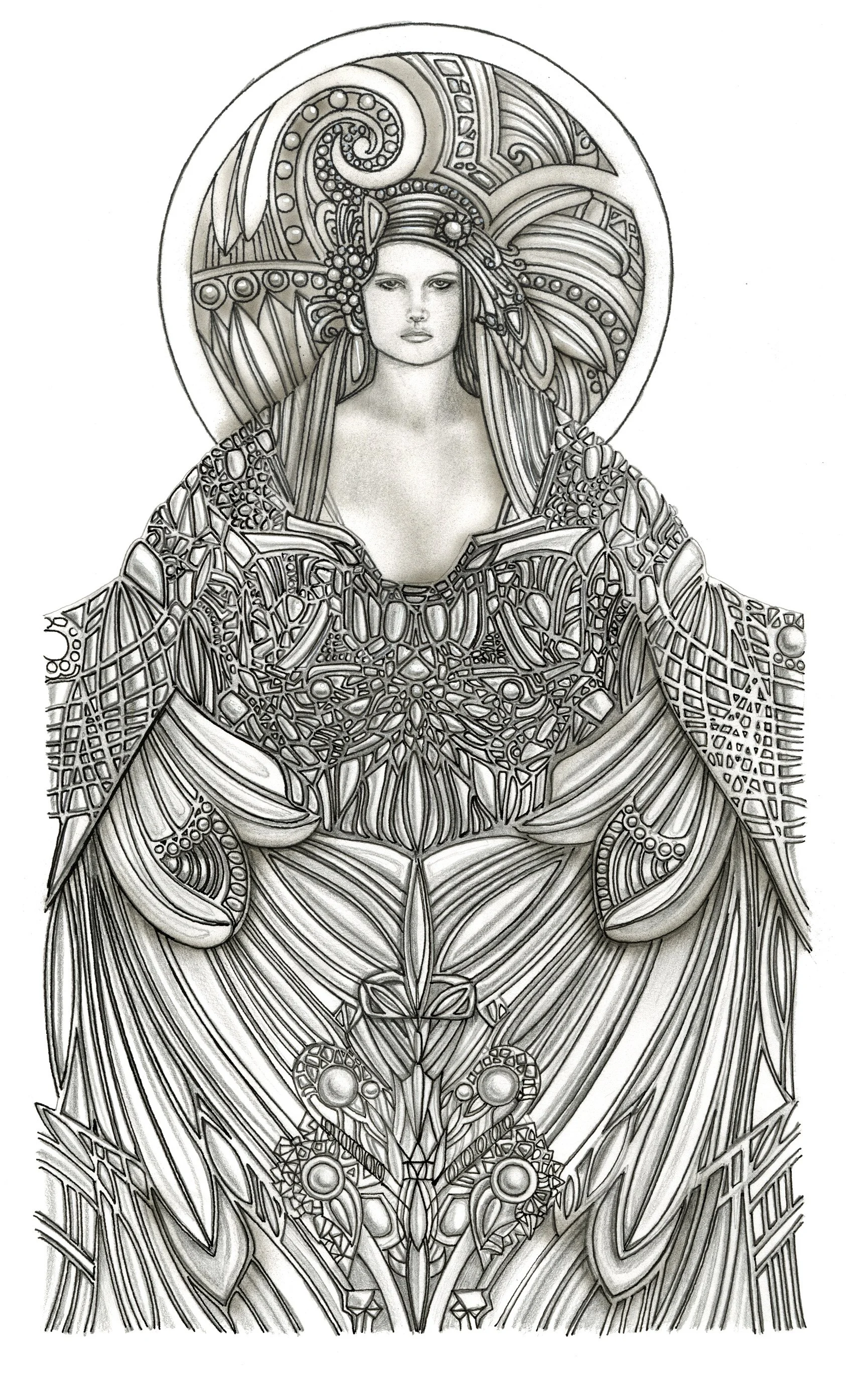 "Sister Moon" - Drawing. Pen and Ink on Duralar, 26" x 51"