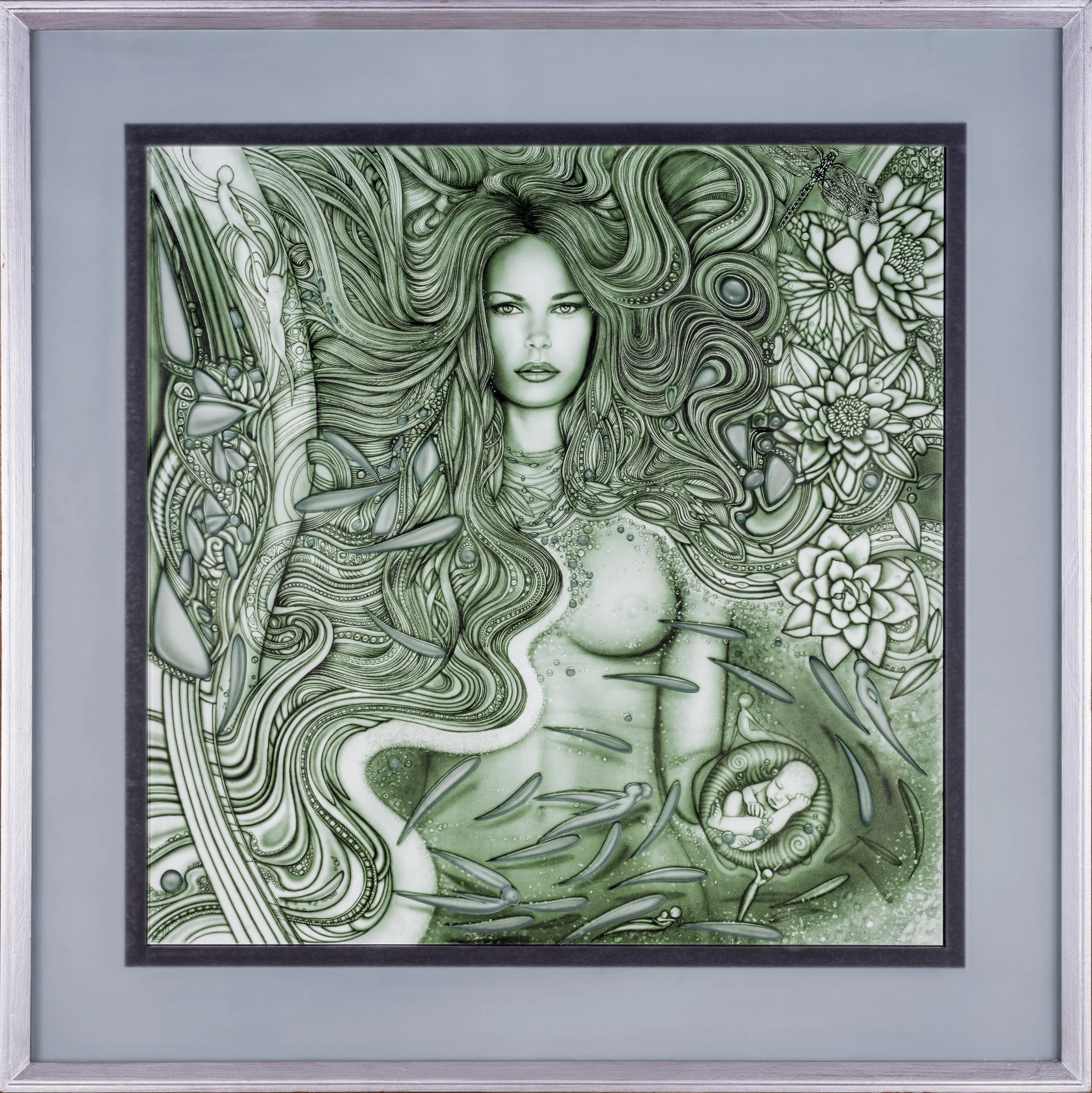"Rhiannon" - Assemblage. Giclee Print, Carved Glass, 46" x 46"