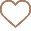 A simple, brown heart outline icon on a white background.