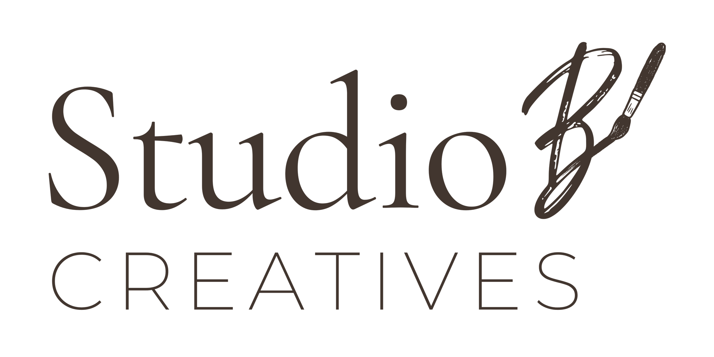 Studio J Creatives logo with stylized text and a paintbrush