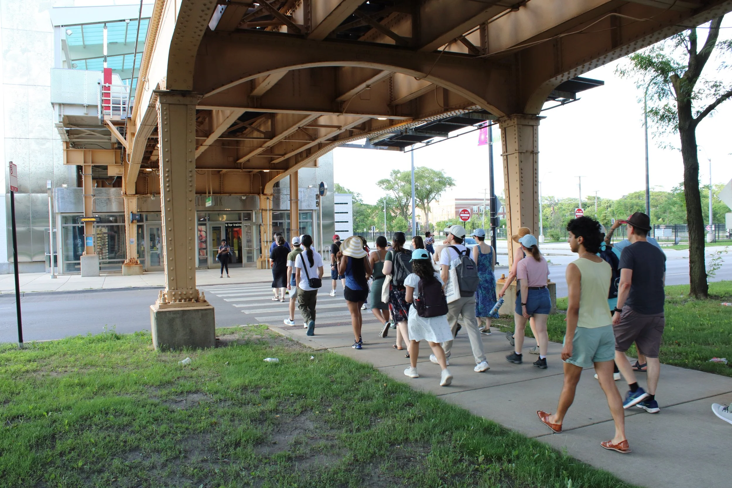 Volunteers on a neighborhood walking tour.