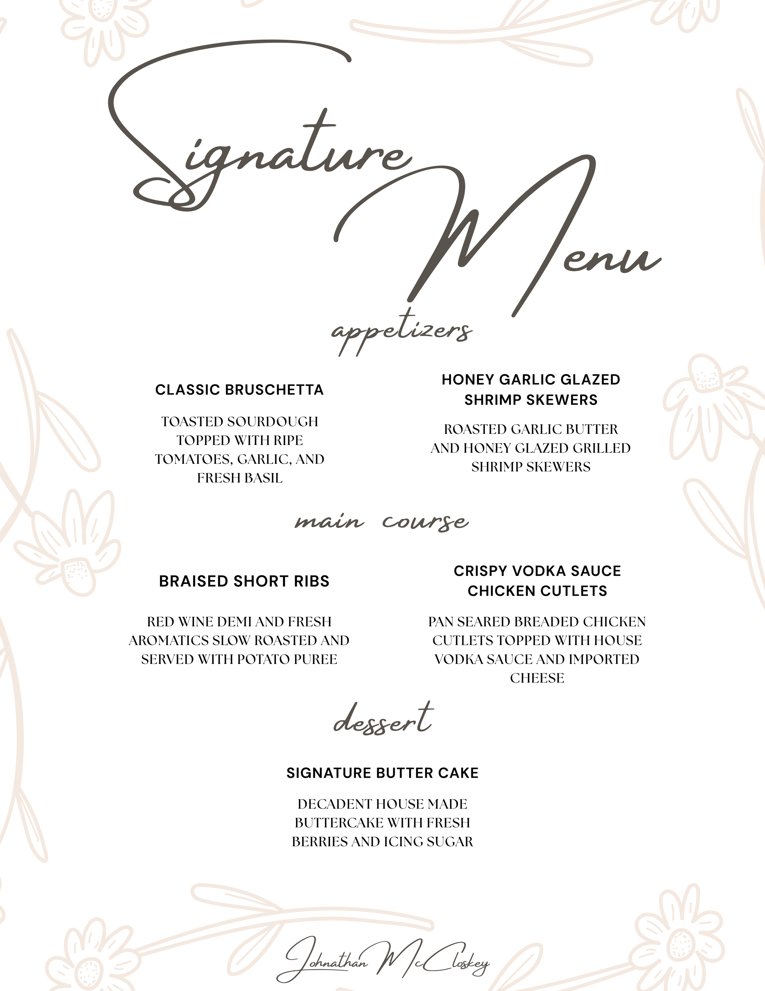 Signature Menu