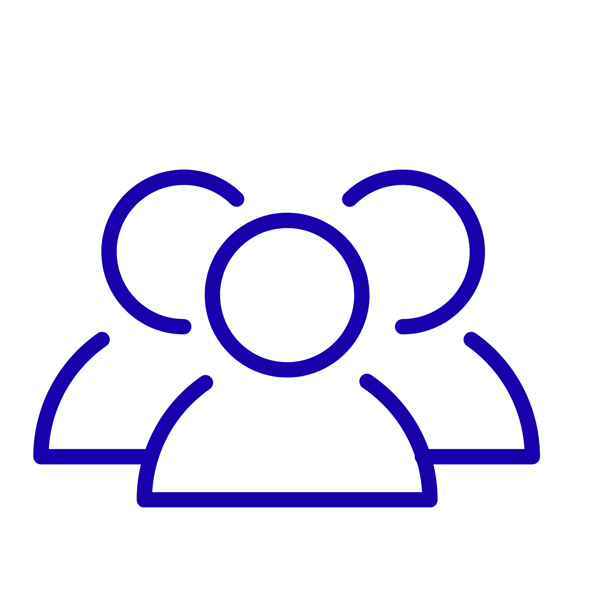 Icon with an outline of the shape of three people from the shoulder up.