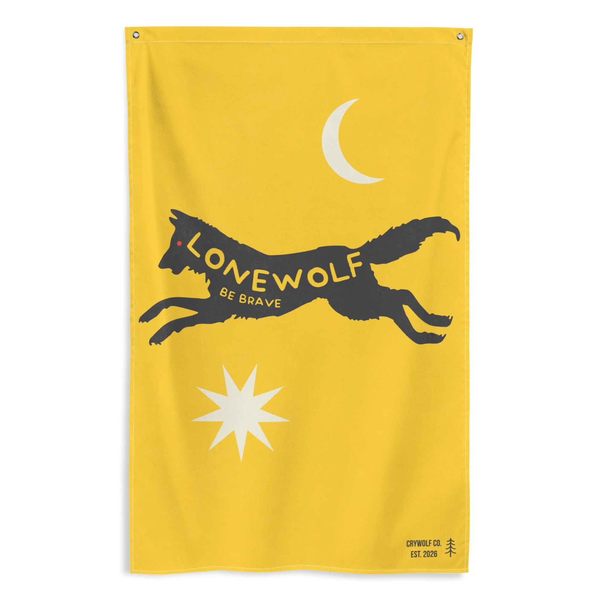 Lonewolf Wall Hanging – Minimal Vintage Outdoor Wall Banner