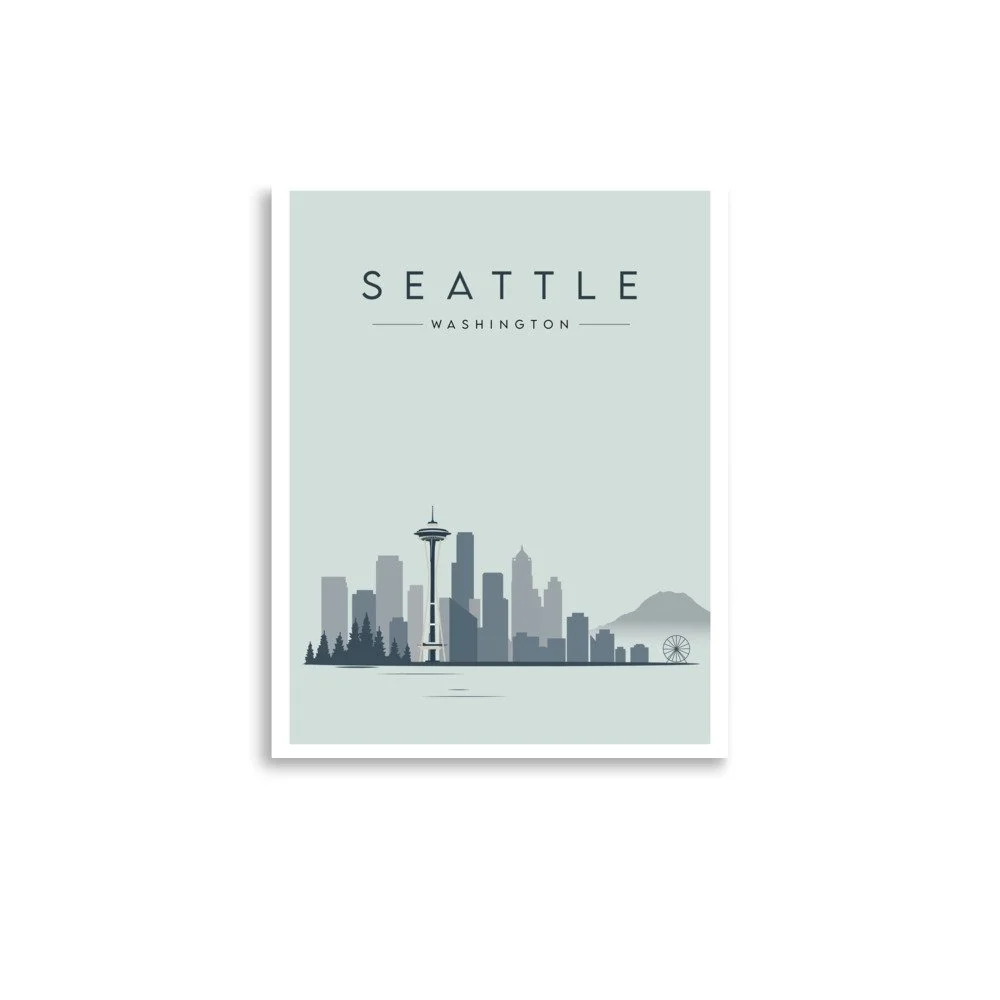 Seattle, Washington Minimal Skyline Art Print