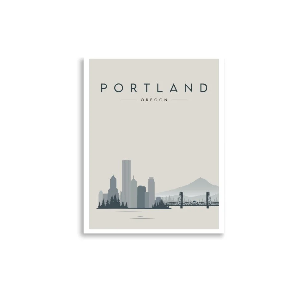 Portland, Oregon Minimal Skyline Art Print