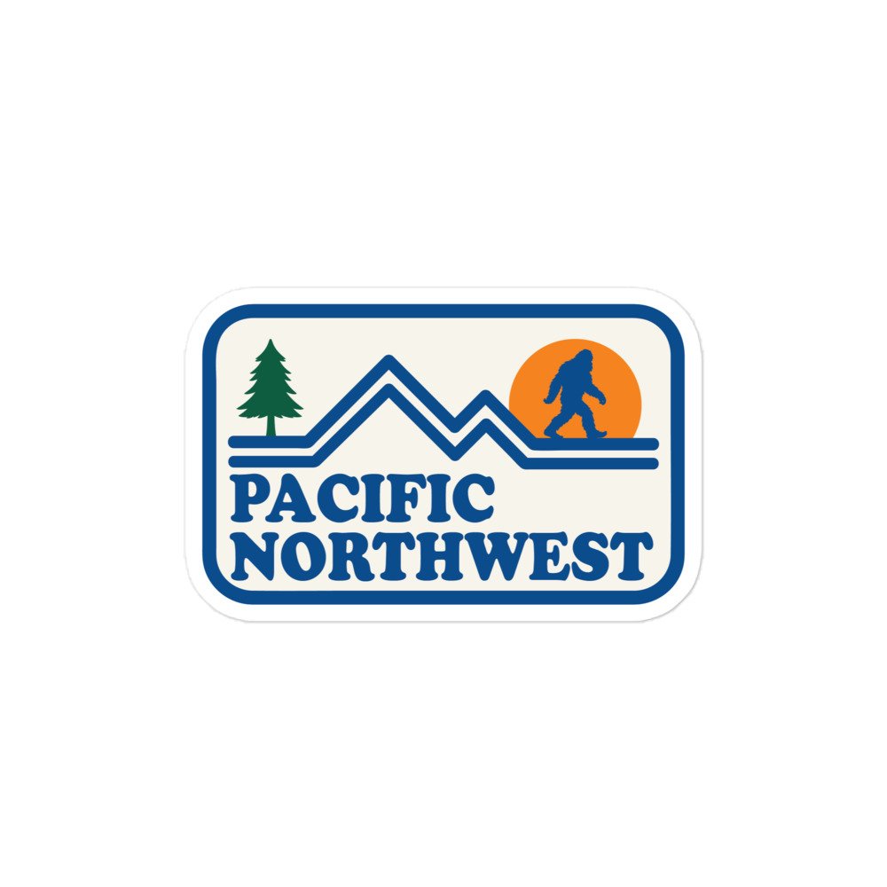 Pacific Northwest Bigfoot Sticker | Vintage PNW Mountain Adventure Decal