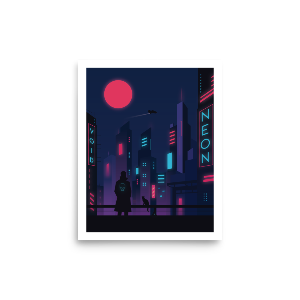 Neon Wanderer – Cyberpunk Art Print