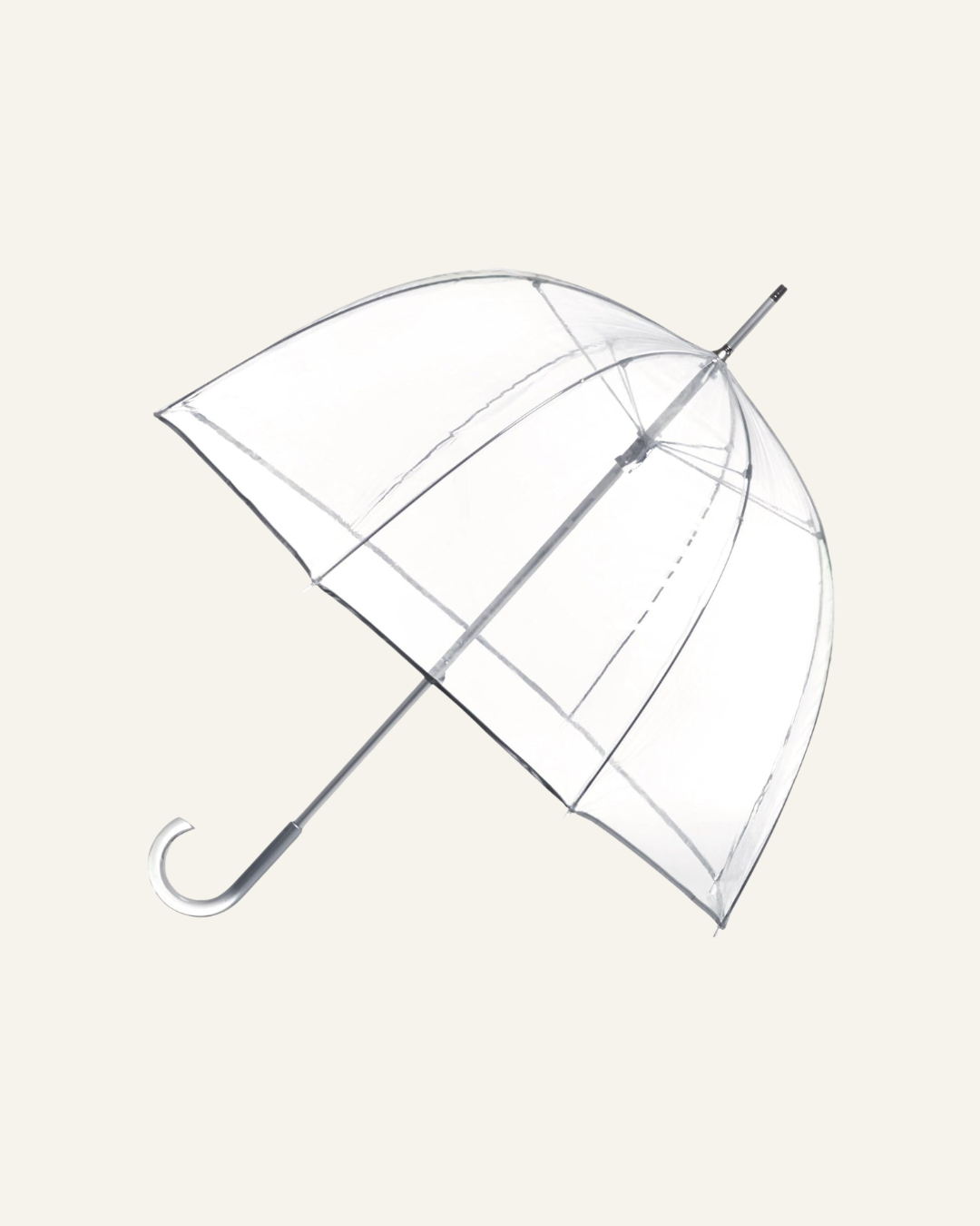 Clear bubble umbrella with classic curved handle
