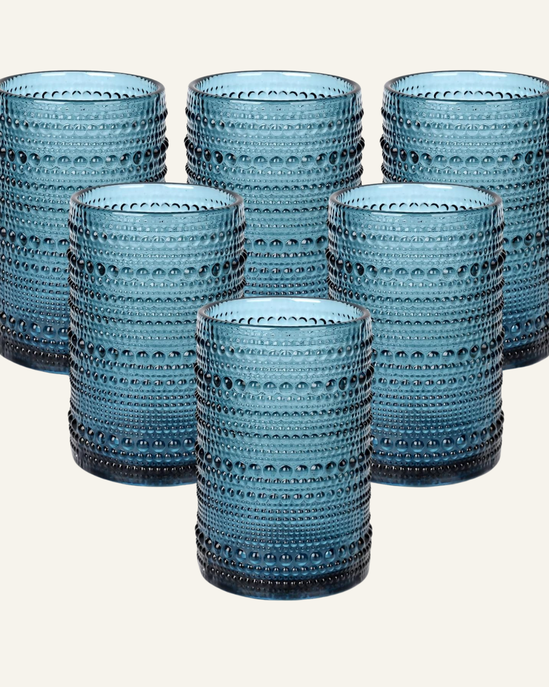 blue embossed glass vintage style tumblers