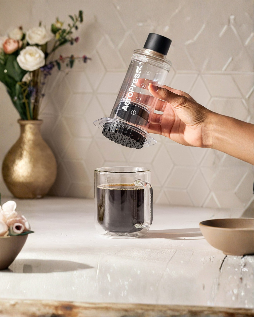 AeroPress coffee maker for smooth rich coffee at home