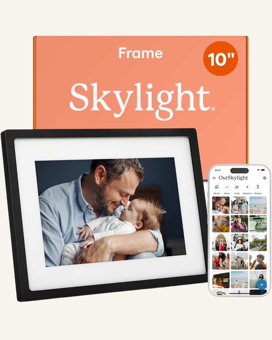 Digital photo frame displaying rotating family memories