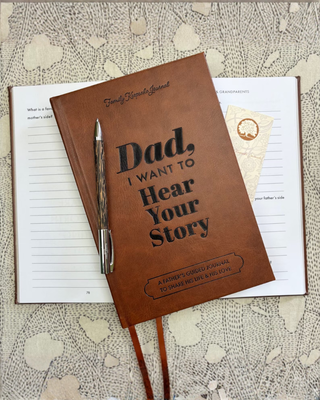 leather bound personalized journal, pen