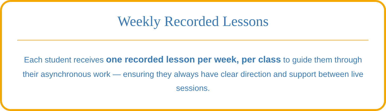 Weekly recorded lessons at Allbright Global Academy support independent study for international students pursuing an American high school diploma online.