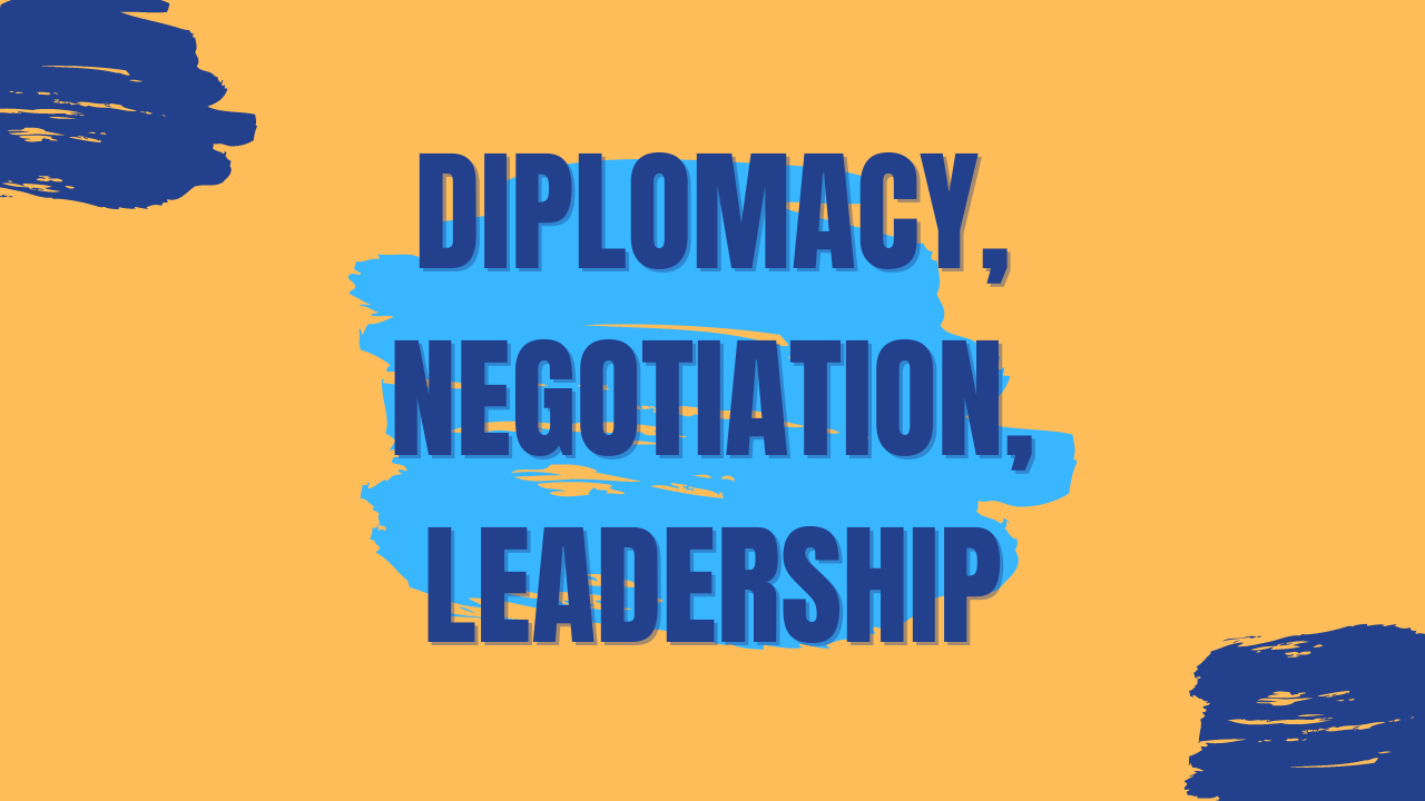 Graphic highlighting diplomacy, negotiation and leadership skills developed at Allbright Global Academy online high school for global citizens