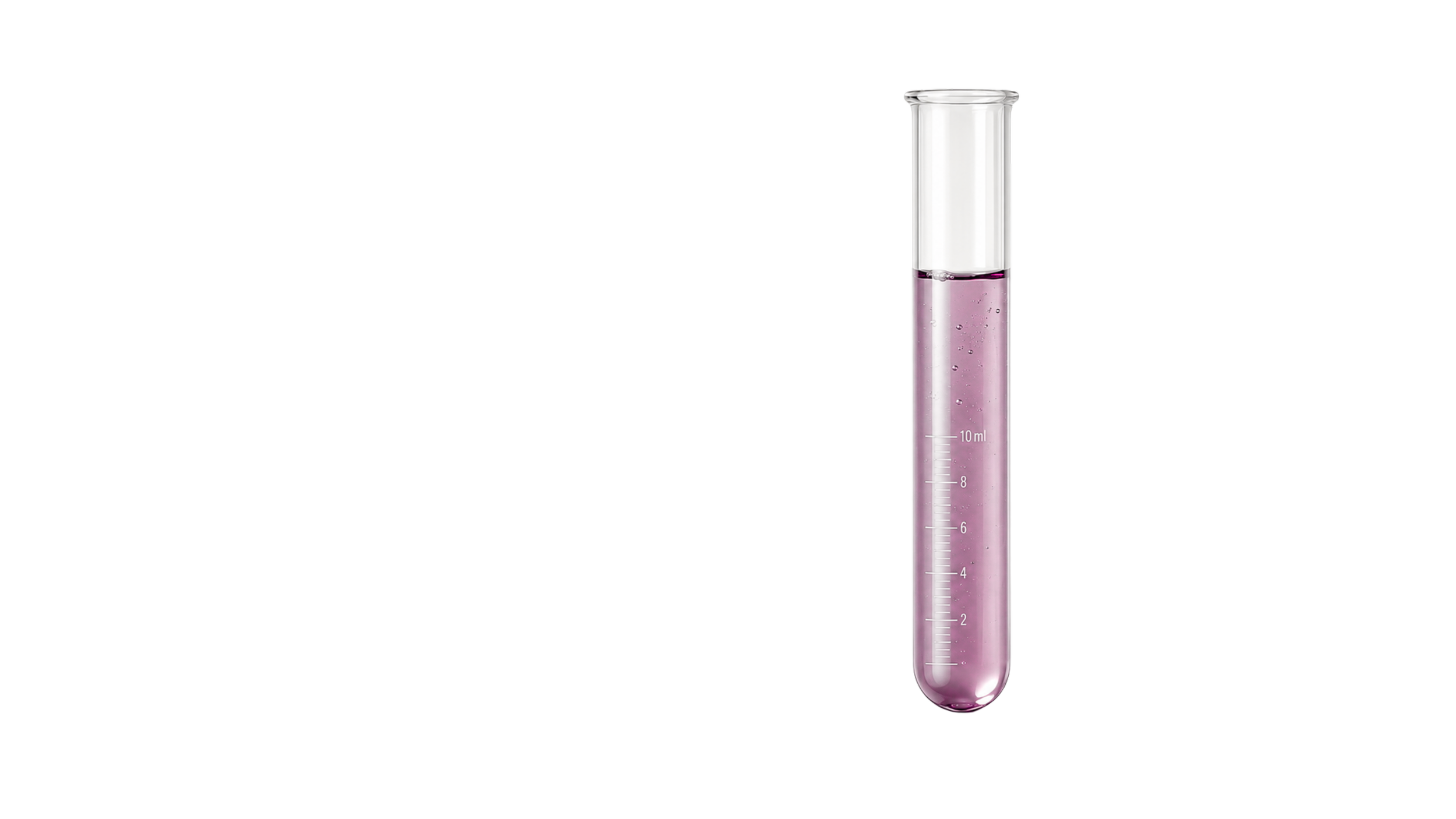 A test tube filled with pink liquid against a black background.