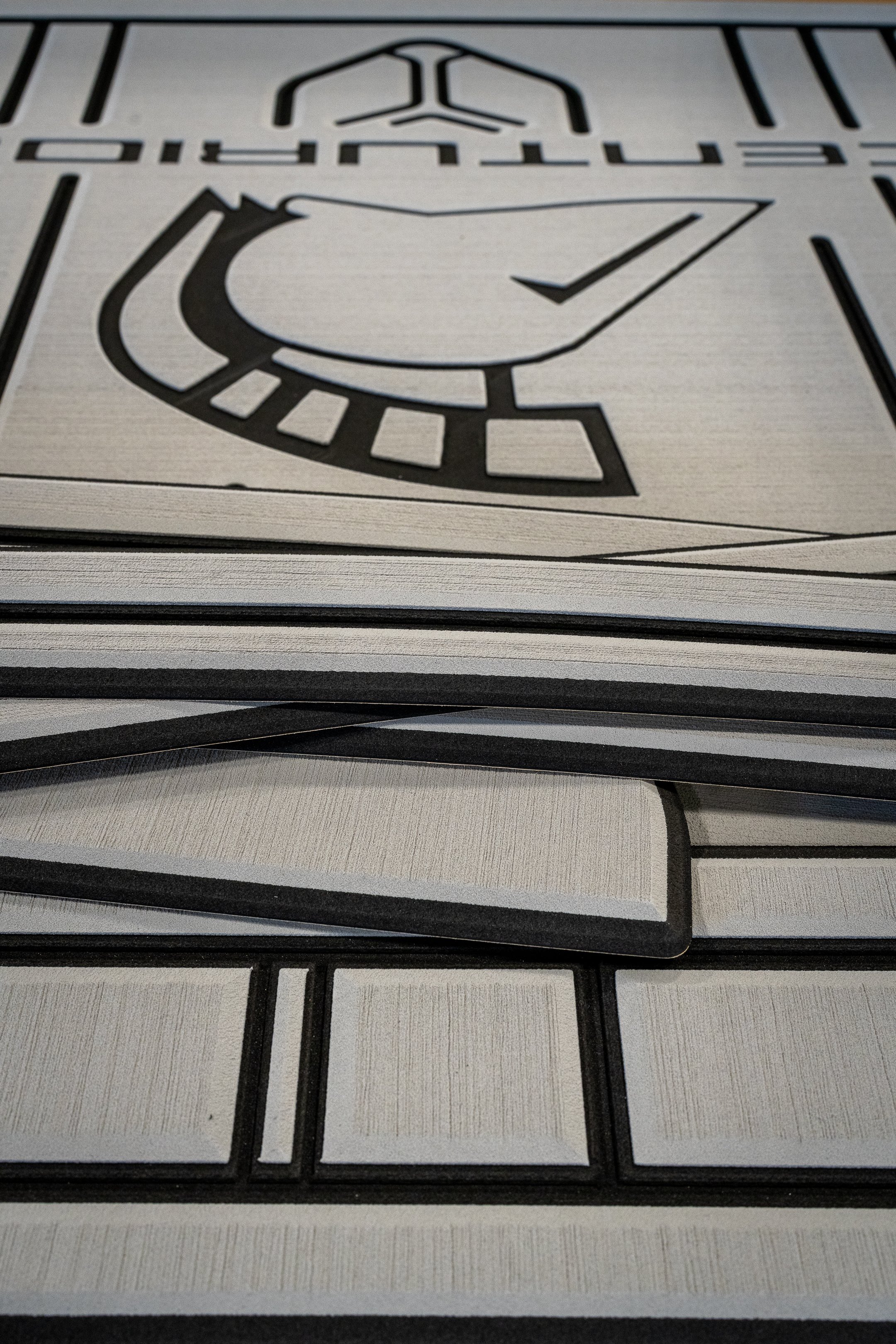 Centurion wake boat custom Gatorstep cut pieces, brushed steel pattern, authorized installer