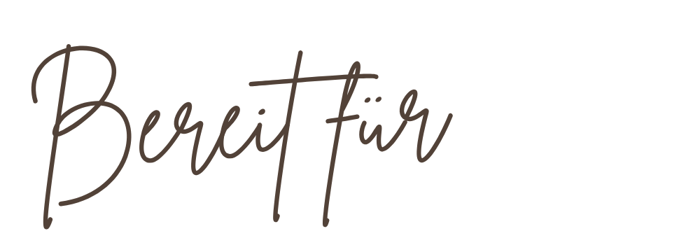 Text in deutscher Sprache, das 'Bereit für' sagt, auf dunklem Hintergrund.