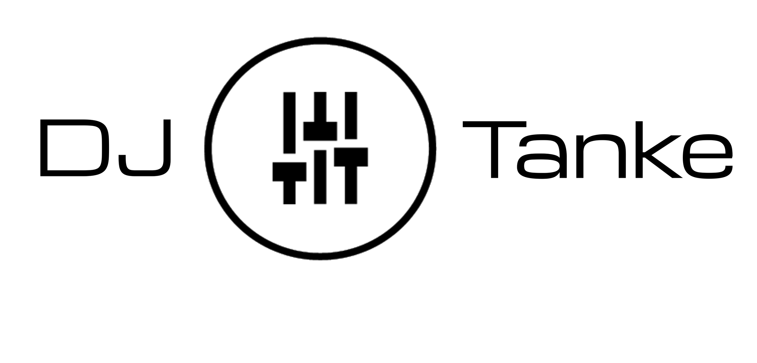 Das Bild zeigt das Logo mit dem Text 'DJ Tanke' und einem schwarzen Quadrat, das durch Gitterlinien durchzogen ist, in einem Kreis.