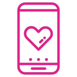Symbol eines Smartphones mit einem Herz und einem kleinen Herzen darin