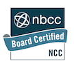NBCC Board Certified sticker with NCC logo and certification text