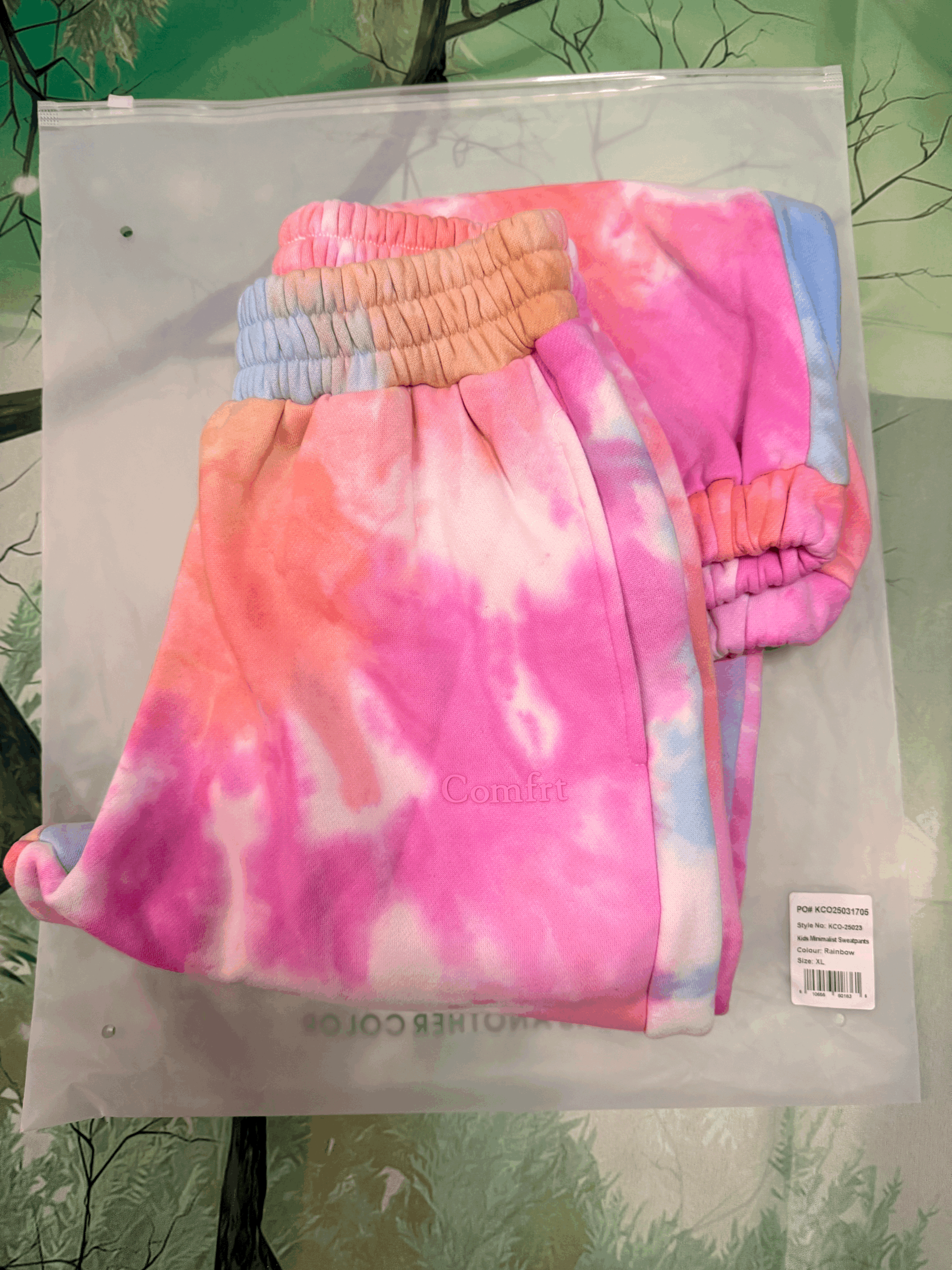 Comfrt Kids' Rainbow Tie-Dye Sweatpants - Size XL