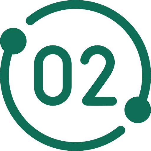 Circular icon with the number 02 in the center, surrounded by a curved arrow.