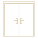 Double glass door with brass handles