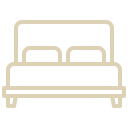 Line drawing of a bed with two pillows.