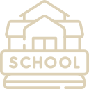 Icon of a school building with the word 'SCHOOL' underneath